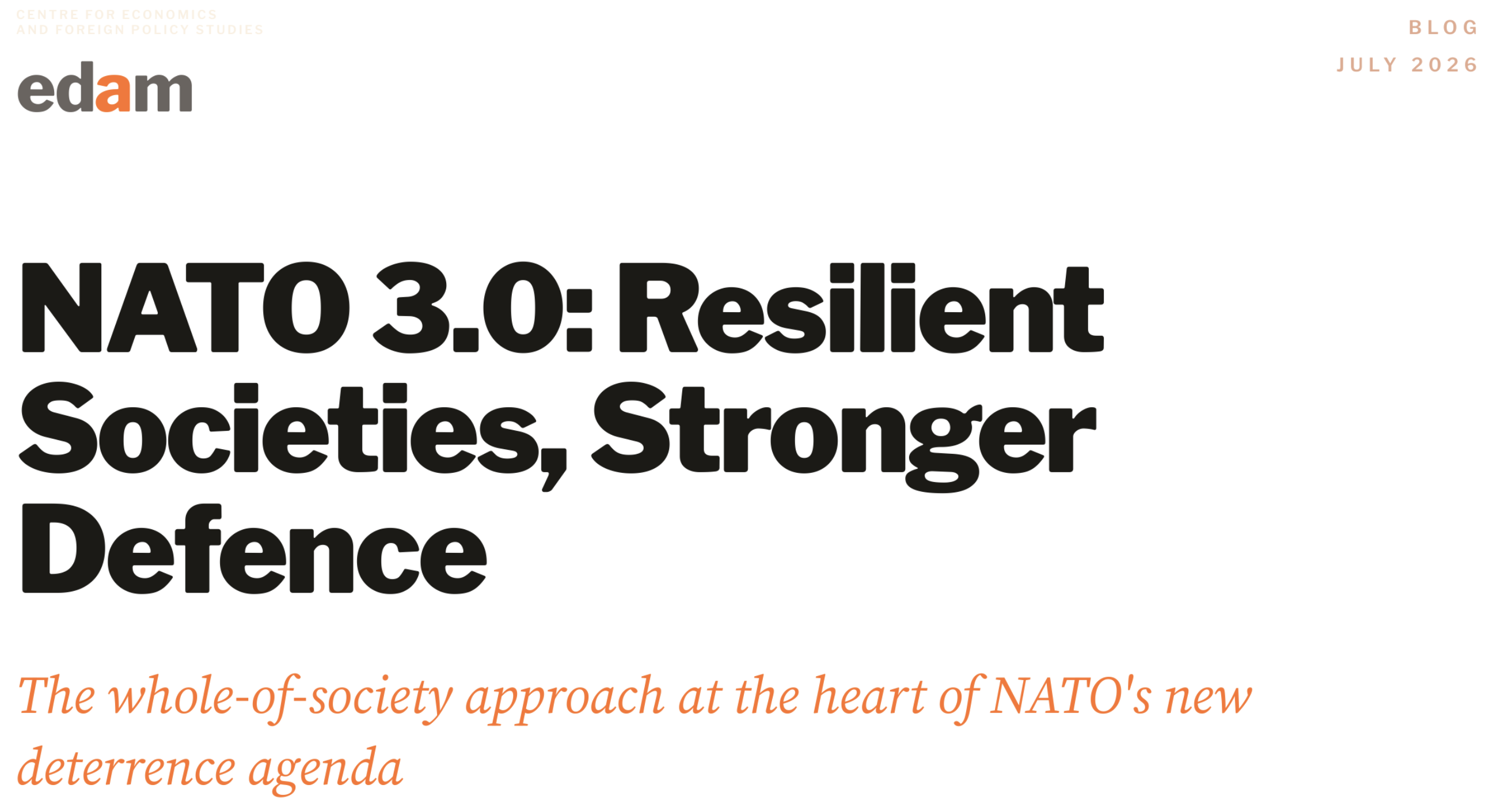 NATO 3.0: Resilient Societies, Stronger Defence